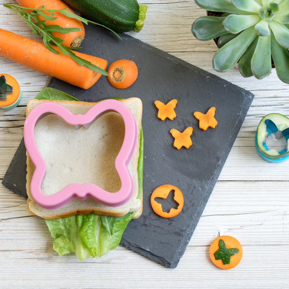 Wykrawacze Lekkabox motyl – zestaw 3 rozmiarów, stal nierdzewna, bezpieczne uchwyty, idealne do owoców, warzyw, kanapek i ciasteczek