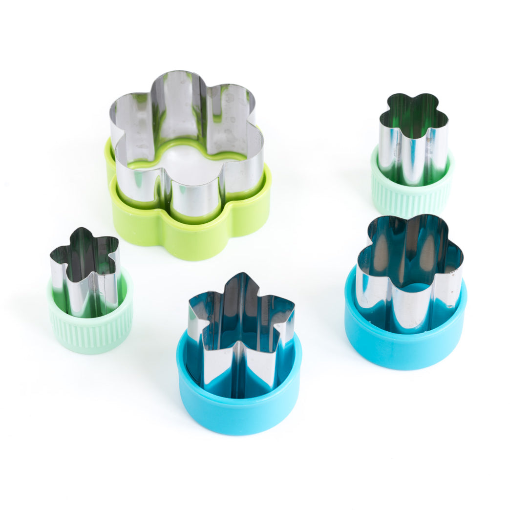 Wykrawacze Lekkabox kwiaty – zestaw 5 rozmiarów, stal nierdzewna, bezpieczne uchwyty, idealne do owoców, warzyw, kanapek i ciasteczek