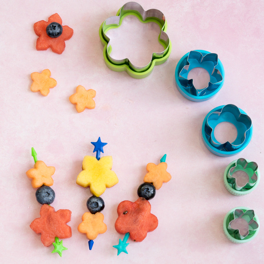 Wykrawacze Lekkabox kwiaty – zestaw 5 rozmiarów, stal nierdzewna, bezpieczne uchwyty, idealne do owoców, warzyw, kanapek i ciasteczek