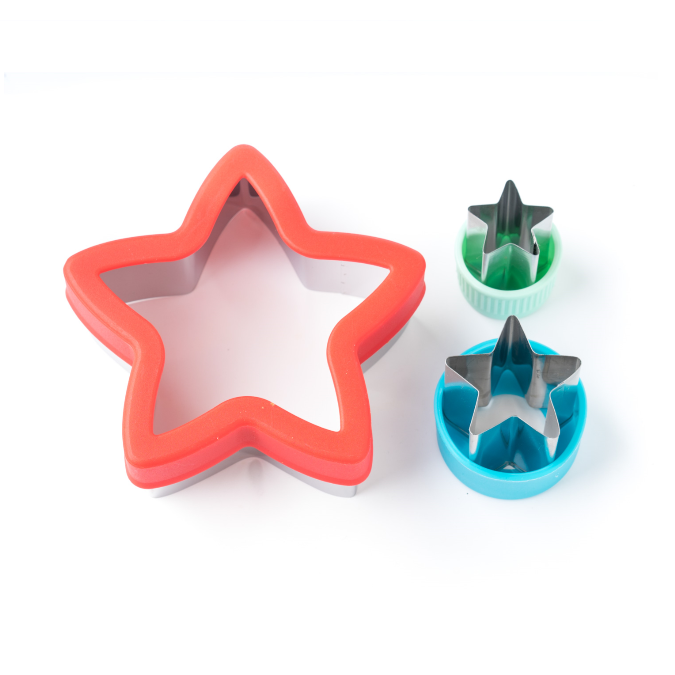 Wykrawacze Lekkabox gwiazdki – zestaw 3 rozmiarów, stal nierdzewna, bezpieczne uchwyty, idealne do owoców, warzyw, kanapek i ciasteczek
