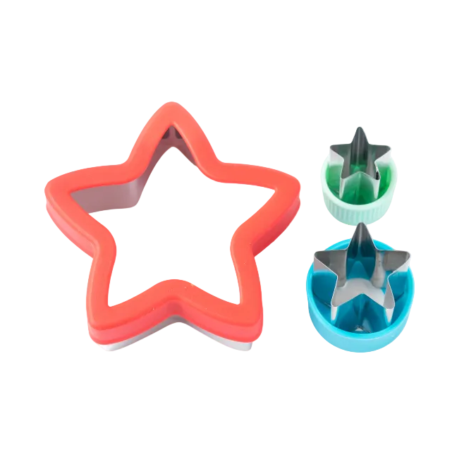 Wykrawacze Lekkabox gwiazdki – zestaw 3 rozmiarów, stal nierdzewna, bezpieczne uchwyty, idealne do owoców, warzyw, kanapek i ciasteczek