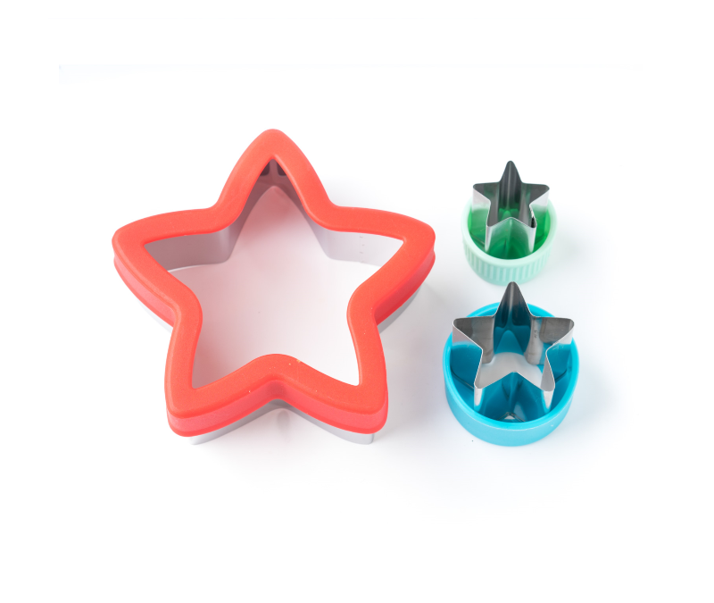 Wykrawacze Lekkabox gwiazdki – zestaw 3 rozmiarów, stal nierdzewna, bezpieczne uchwyty, idealne do owoców, warzyw, kanapek i ciasteczek