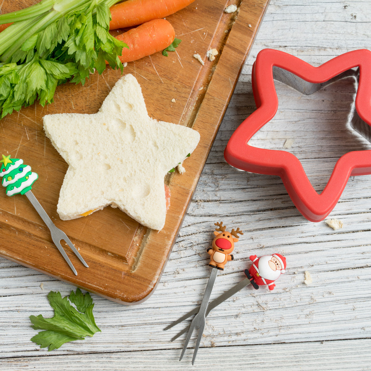 Wykrawacze Lekkabox gwiazdki – zestaw 3 rozmiarów, stal nierdzewna, bezpieczne uchwyty, idealne do owoców, warzyw, kanapek i ciasteczek