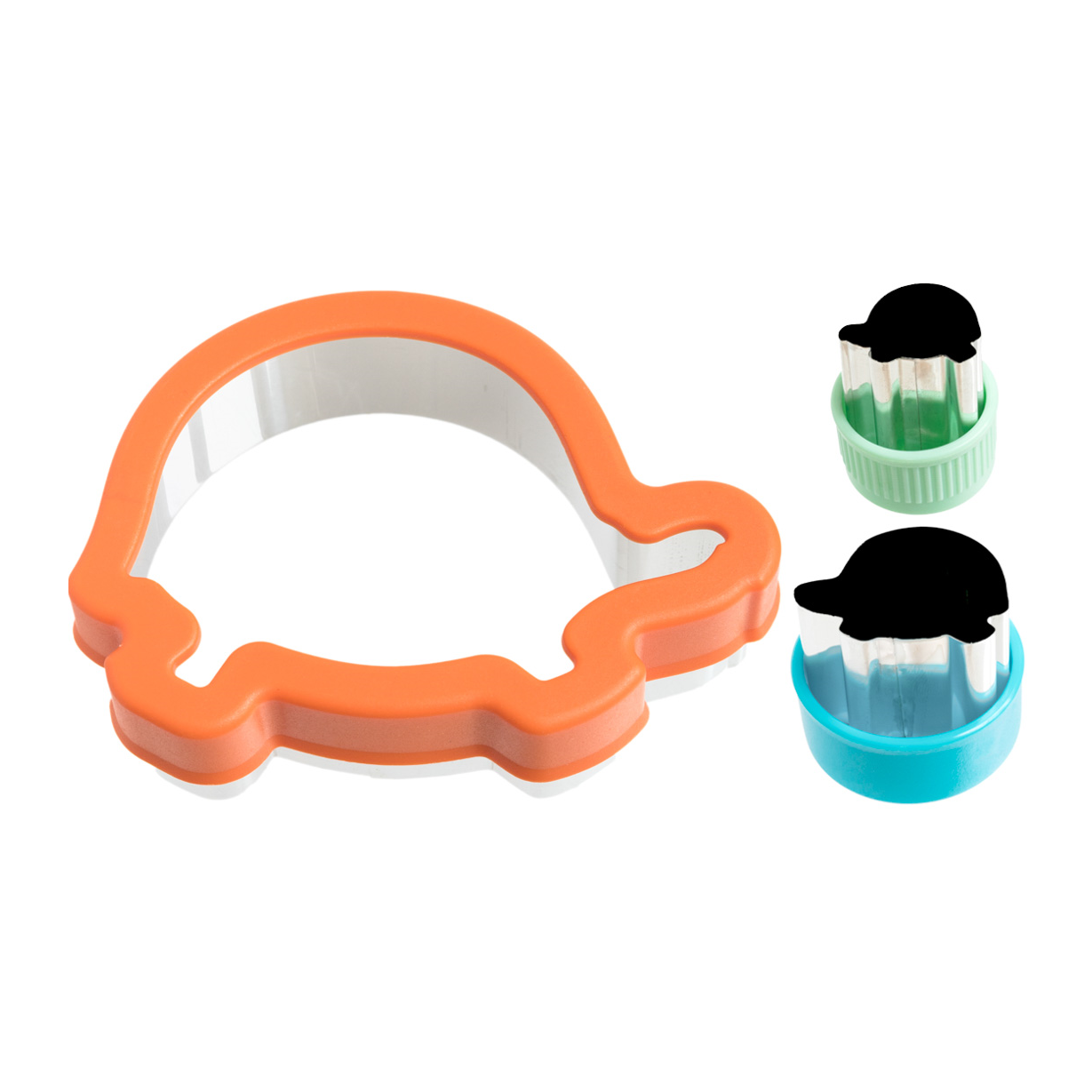 Wykrawacze Lekkabox żółwie – zestaw 3 rozmiarów, stal nierdzewna, bezpieczne uchwyty, idealne do owoców, warzyw, kanapek i ciasteczek