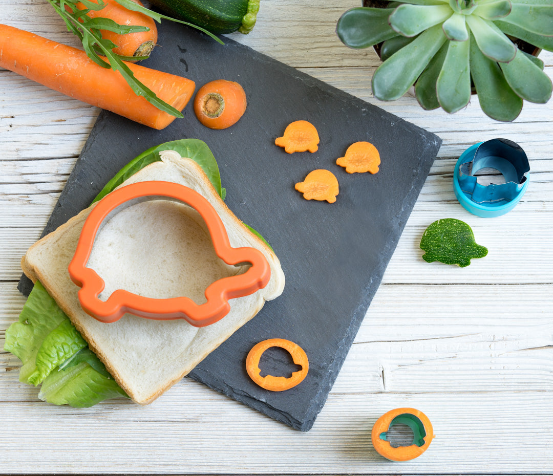 Wykrawacze Lekkabox żółwie – zestaw 3 rozmiarów, stal nierdzewna, bezpieczne uchwyty, idealne do owoców, warzyw, kanapek i ciasteczek