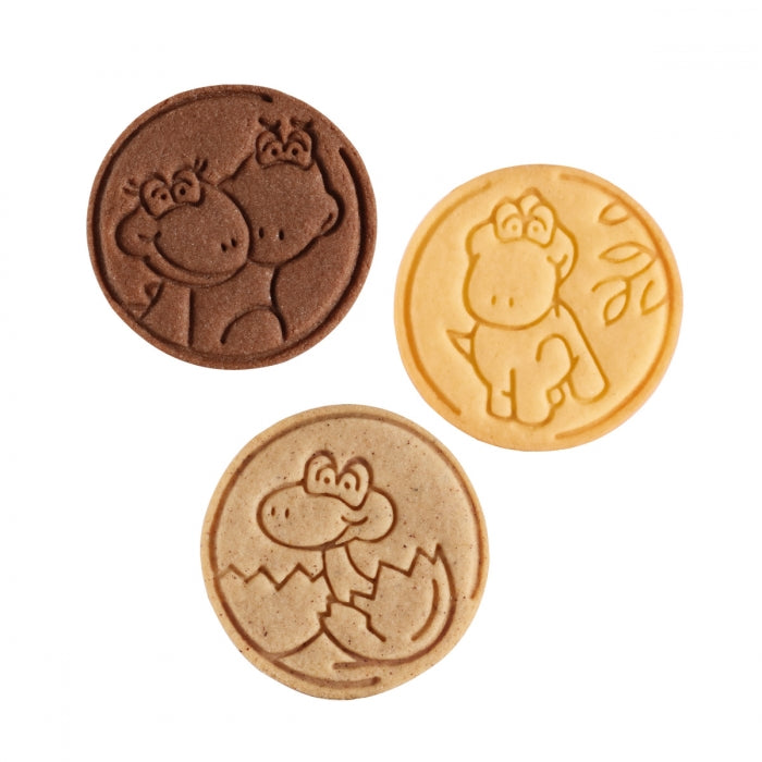 Wykrawacze DELÍCIA z tłoczeniem dinozaurów; tworzywo bez BPA, nadaje się do zmywarki, do ciastek i mas cukrowych