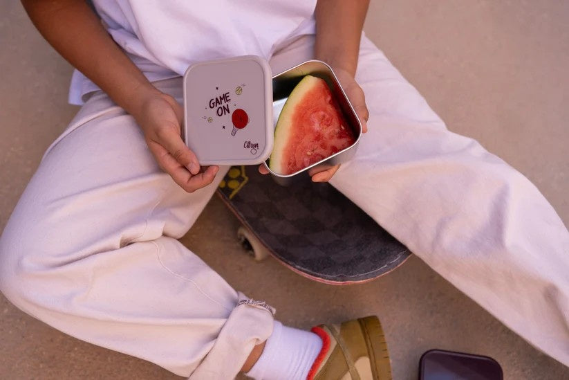 Zestaw 3 pojemników Citron Cool Kid ze stali nierdzewnej 550/350/220 ml, kompaktowe, bez BPA, idealne na przekąski i owoce, wzór: gry