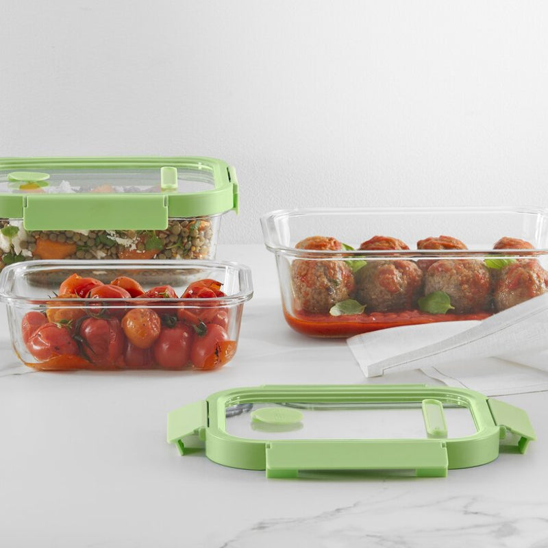 Szczelne szklane pudełka na lunch Lékué – zestaw 3 sztuk