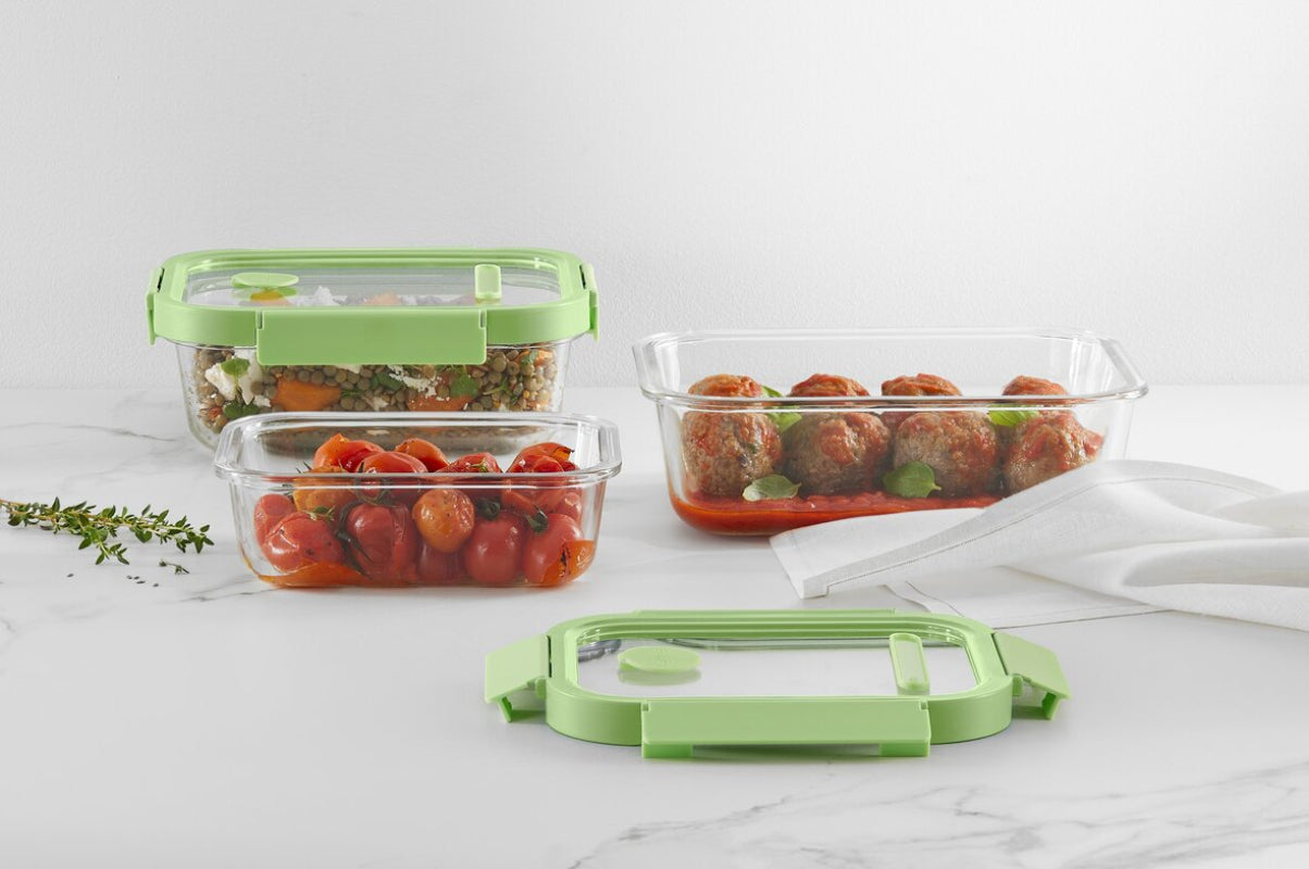 Szczelne szklane pudełka na lunch Lékué – zestaw 3 sztuk