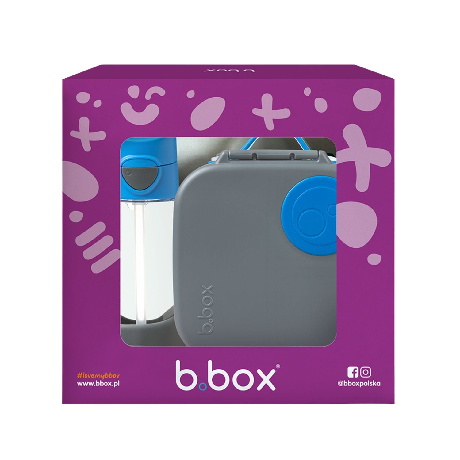Zestaw b.box Blue Slate – mini lunchbox i butelka tritanowa w kolorze szarym