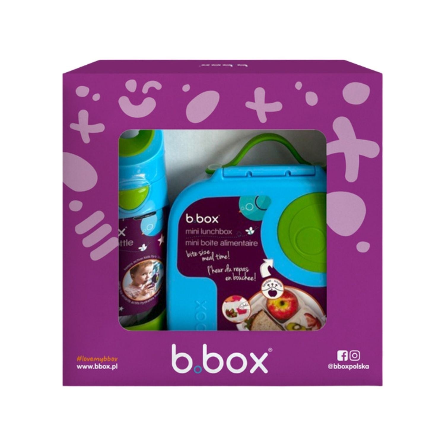 Niebieski zestaw mini lunch box + butelka tritanowa ze słomką Ocean Breeze - lekki, szczelny, wytrzymały tritan, idealny dla dzieci, dopasowany kolorystycznie, łatwe otwieranie, bezpieczne materiały