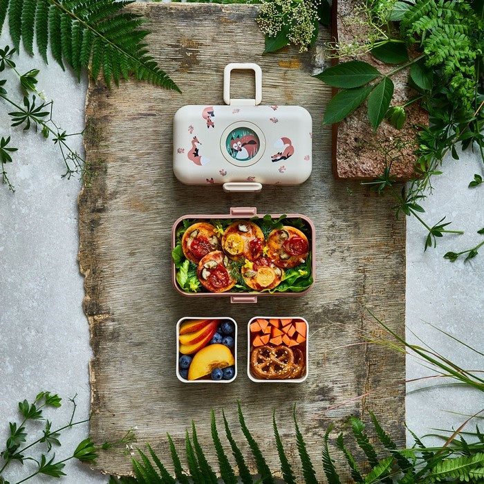 Monbento Kids Gift Box – zestaw lunchbox 850 ml i butelka 330 ml, bez BPA, lekki, bezpieczny i uroczy dla dzieci, wzór: fox