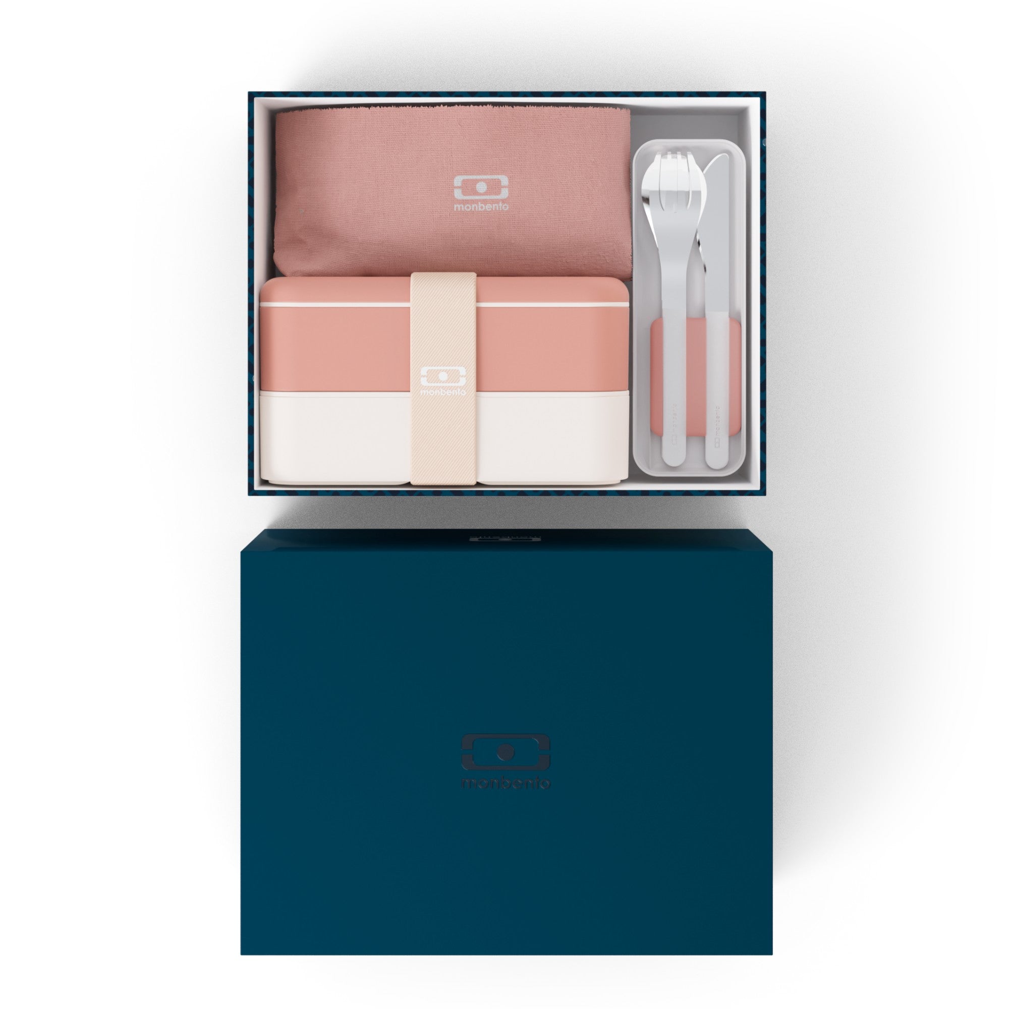 Monbento Gift Box Moka – zestaw prezentowy, lunchbox 1 L, butelka 0,5 L i torba, szczelny, stylowy i idealny na prezent, kolor: różowy