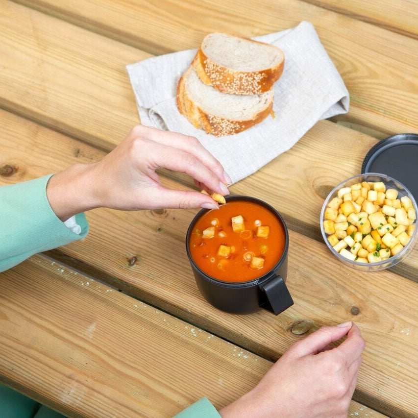 Zestaw sztućców Make&Take Dark Grey Brabantia - nóż, łyżka i widelec, stal nierdzewna, etui, wielokrotnego użytku, kompaktowe, na wynos, kolor: czarny