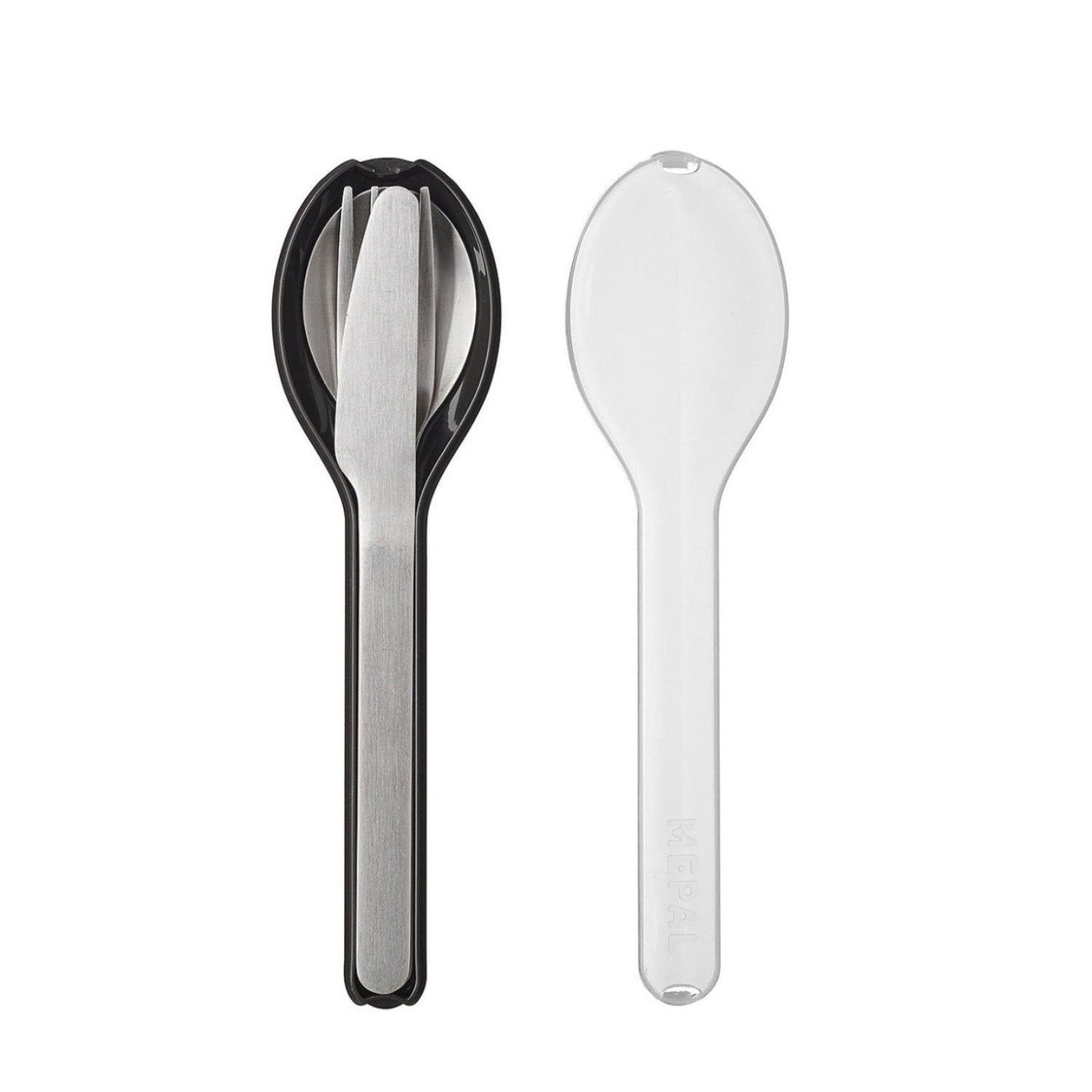 Mepal Ellipse zestaw sztućców w etui – widelec, nóż, łyżka, stal nierdzewna, kolor: nordic black