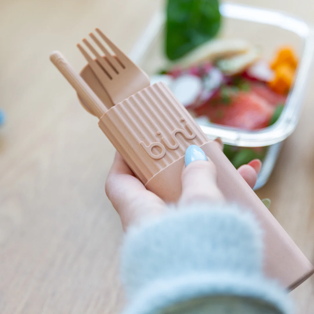 Sztućce Bini Kit z kompozytu włókien drzewnych – kolor Nude