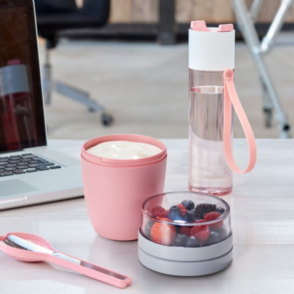 Mepal Ellipse zestaw sztućców w etui – widelec, nóż, łyżka, stal nierdzewna, kolor: vivid mauve