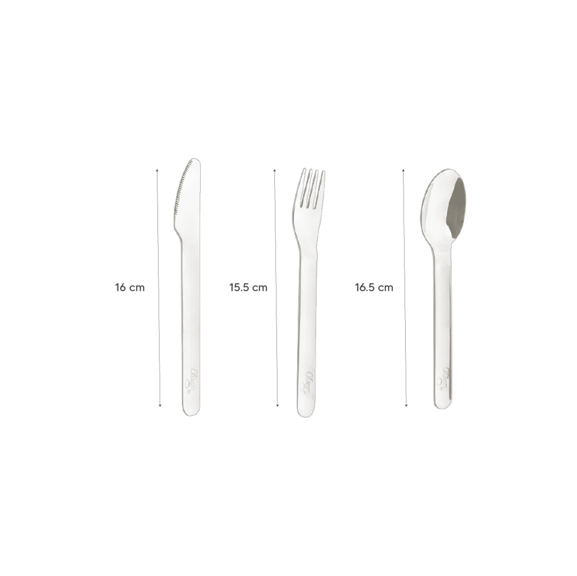 Zestaw sztućców Citron Cream ze stali nierdzewnej 304 z silikonowym etui, kompaktowy, bez BPA, idealny do lunch boxa, kolor: kremowy