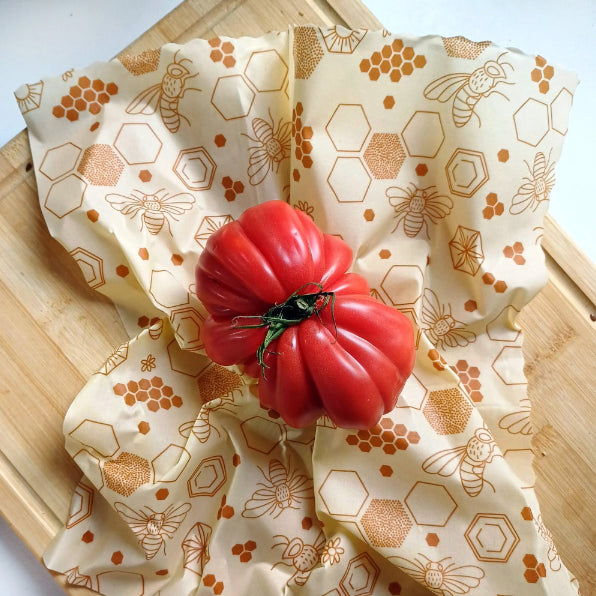 Zestaw woskowijek do kanapek BeePack® – ekologiczne, wielorazowe opakowania na żywność z naturalnych materiałów, zero plastiku, wzór: pszczoły
