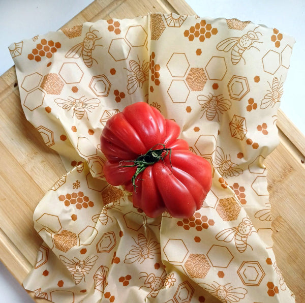 Zestaw woskowijek do kanapek BeePack® – ekologiczne, wielorazowe opakowania na żywność z naturalnych materiałów, zero plastiku, wzór: pszczoły