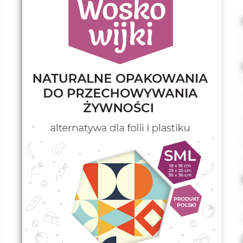 Zestaw woskowijek do kanapek BeePack® – ekologiczne, wielorazowe opakowania na żywność z naturalnych materiałów, zero plastiku, wzór: geometria