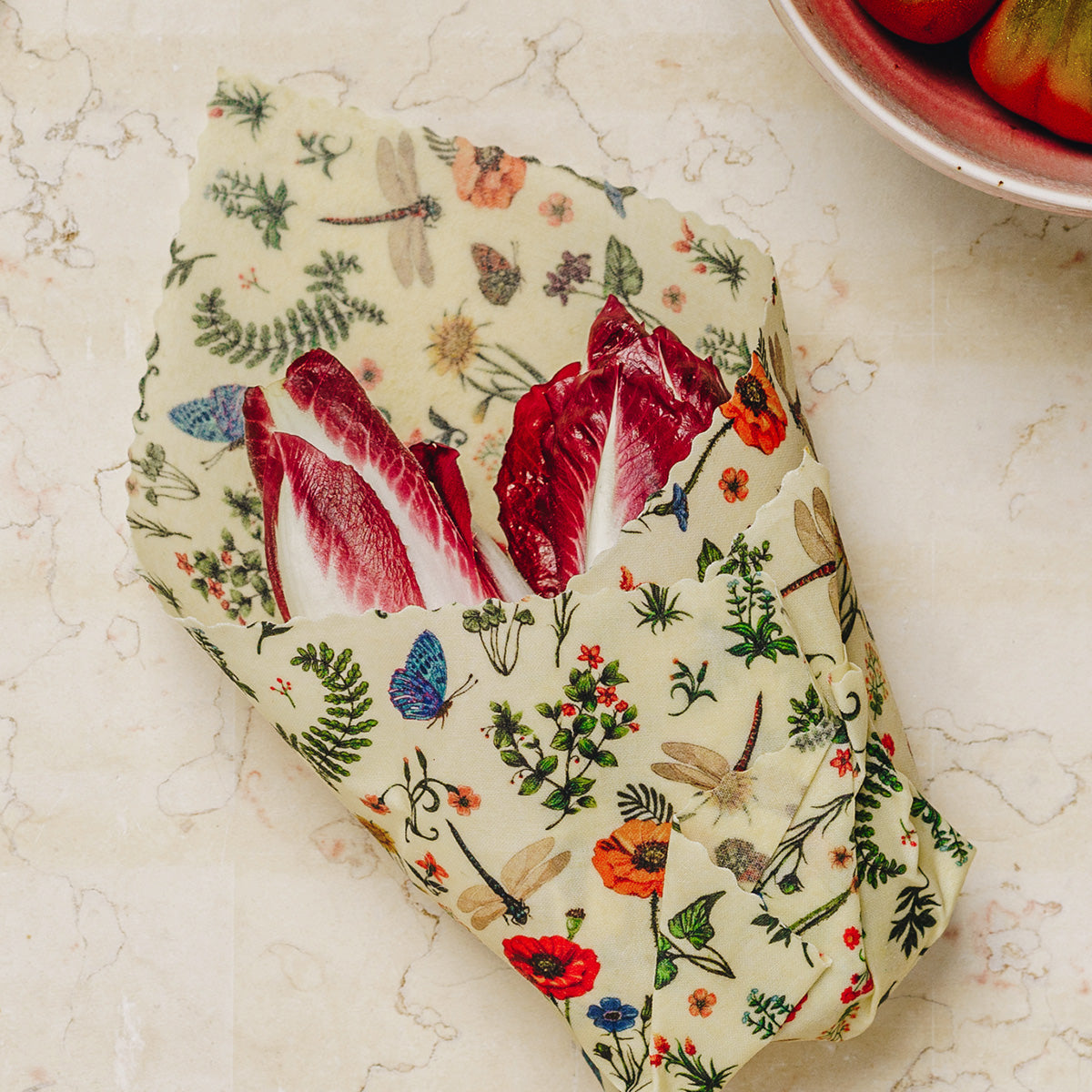 Zestaw woskowijek do kanapek BeePack® – ekologiczne, wielorazowe opakowania na żywność z naturalnych materiałów, zero plastiku, wzór: łąka