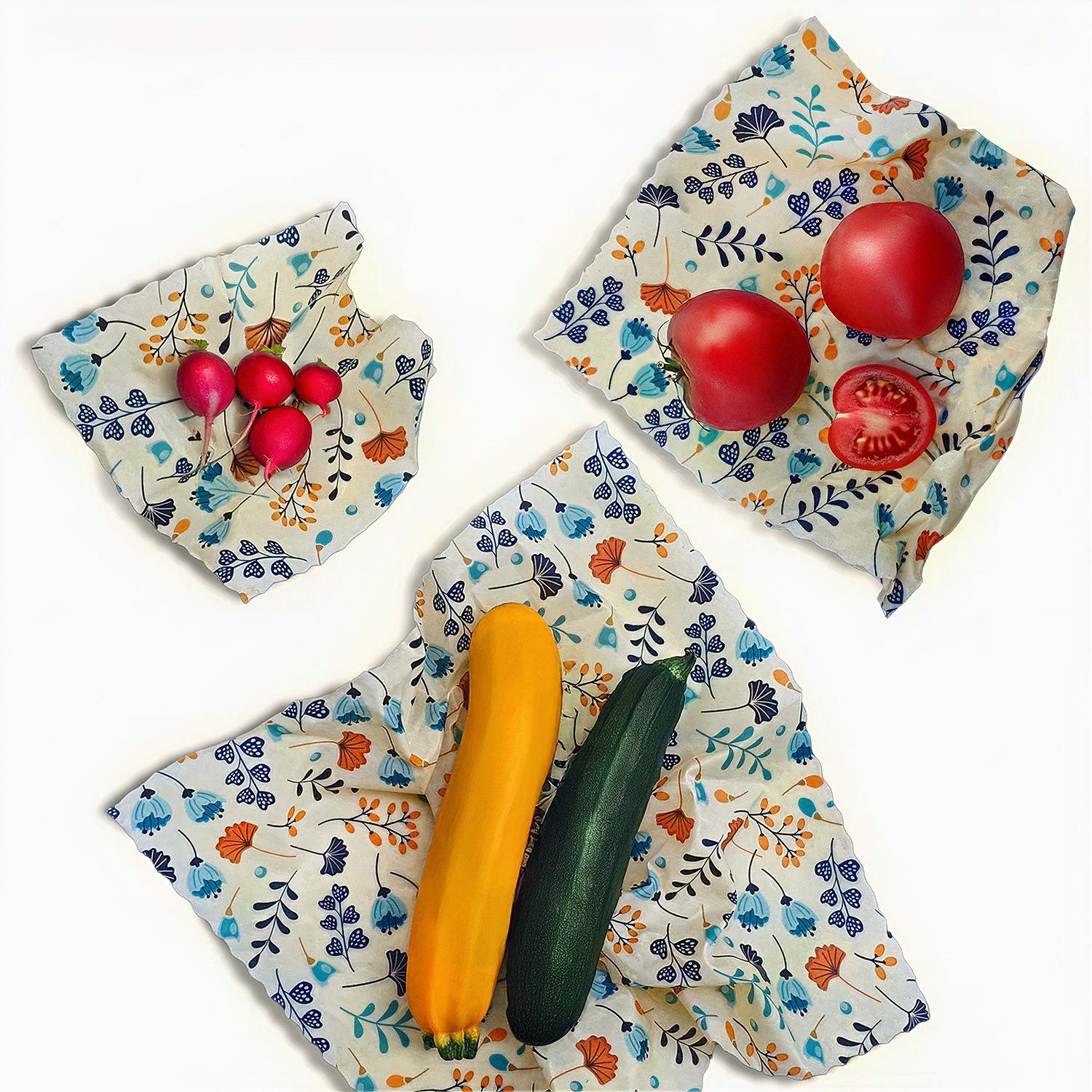 Zestaw woskowijek do kanapek BeePack® Twings – ekologiczne, wielorazowe opakowania na żywność z naturalnych materiałów, zero plastiku, wzór: gałązki