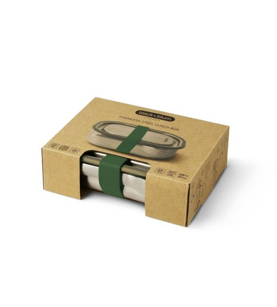 BLACK+BLUM STEEL L stalowy lunch box z przegródką, oliwkowy Black+Blum Lunch Boxes & Totes | TwójLunchBox