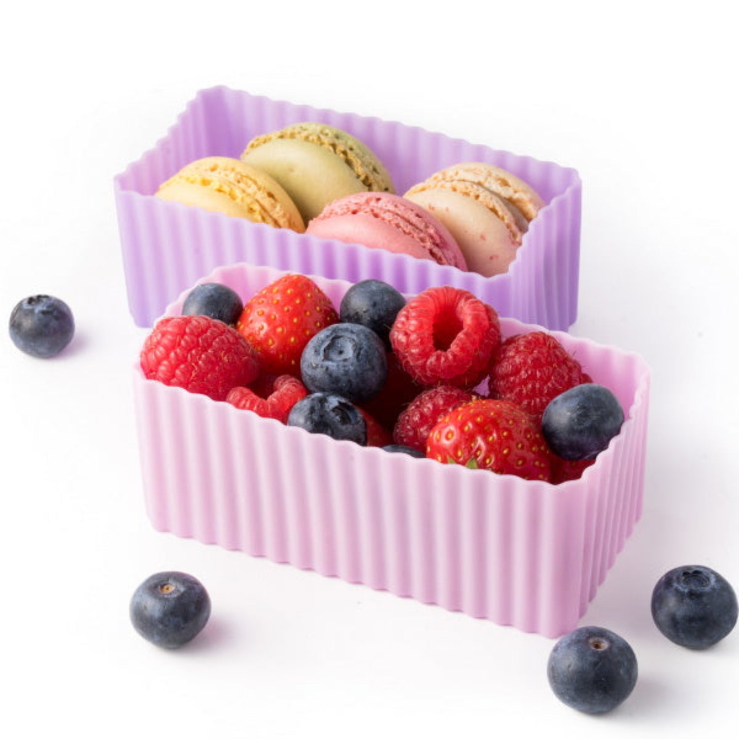 2 Foremki do lunchboxów Yumbox Rose / Lilac– idealne do rozdzielania przekąsek w lunchboxie, na owoce, orzeszki, sery i inne, kolor: różowy/fioletowy