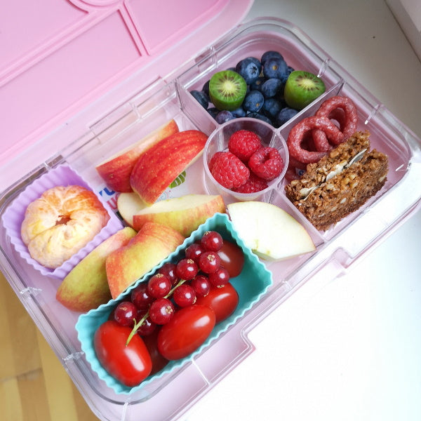 4 Foremki do lunchboxów Yumbox Rose/Lilac– idealne do rozdzielania przekąsek w lunchboxie, na owoce, orzeszki, sery i inne, kolor: różowy/fioletowy
