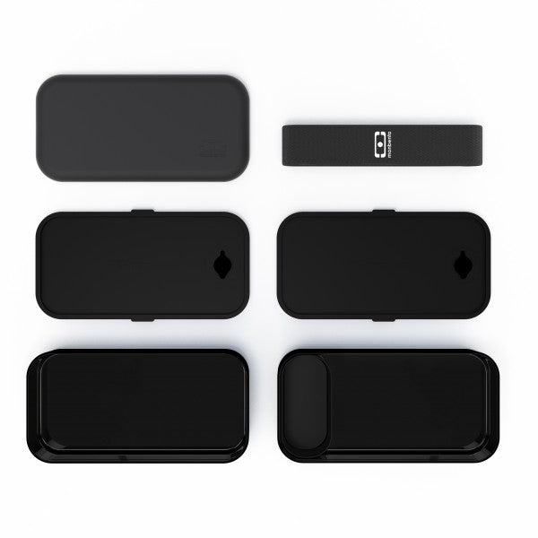 Monbento Original – dwupoziomowy lunchbox z miseczką. Szczelny, BPA free, do mikrofalówki i zmywarki. Stylowy francuski design, wzór: Onyx