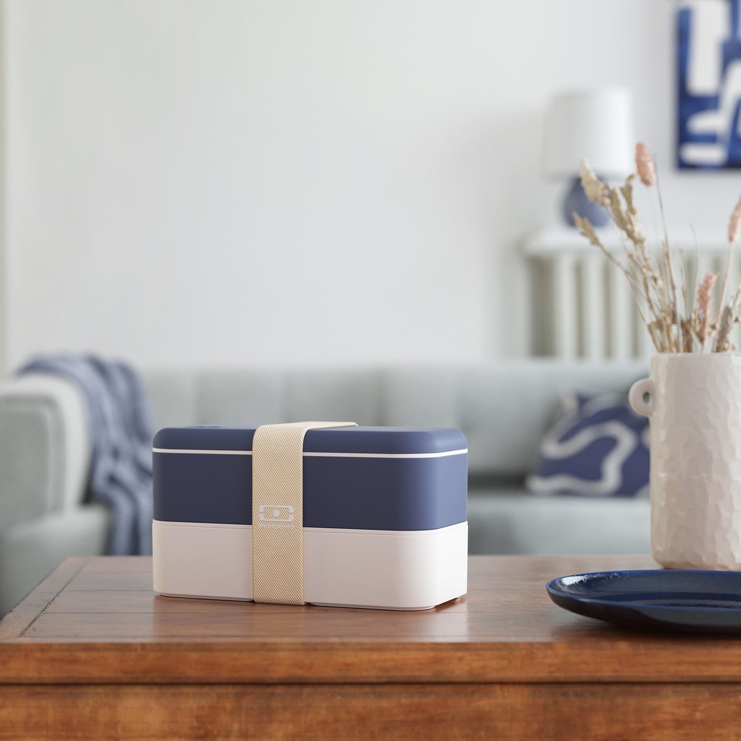 Monbento Original Natural Blue – dwupiętrowy pojemnik na jedzenie do szkoły i pracy