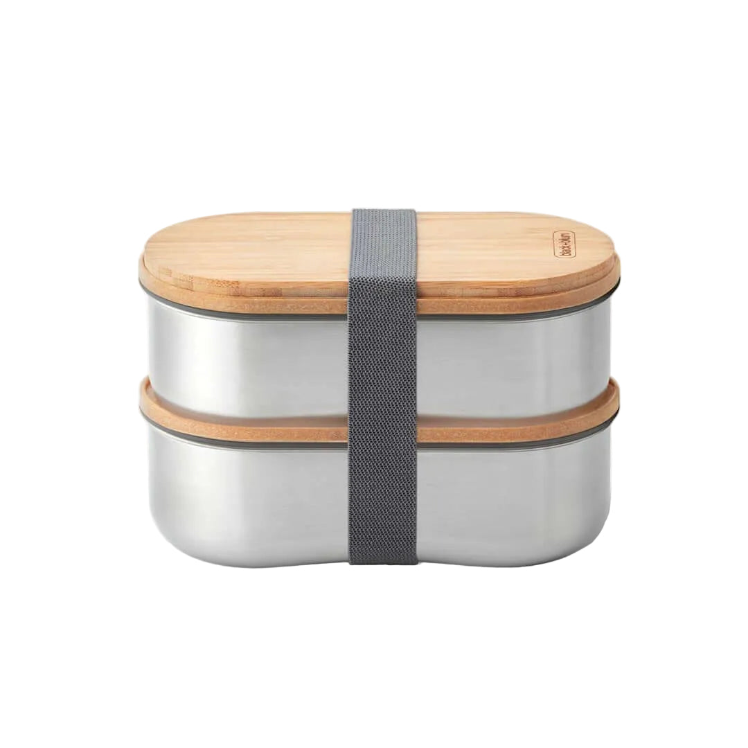 BLACK+BLUM BENTO BOX stalowy lunch box 2w1, srebrny Black+Blum Lunch Boxes & Totes | TwójLunchBox