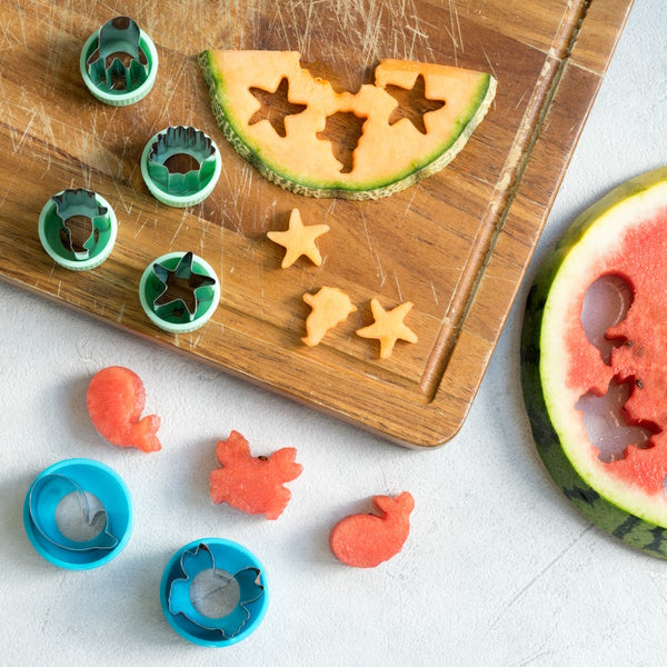 Mini wykrawacze Lekkabox zwierzęta morskie – zestaw 6 rozmiarów, stal nierdzewna, bezpieczne uchwyty, idealne do owoców, warzyw, kanapek i ciasteczek