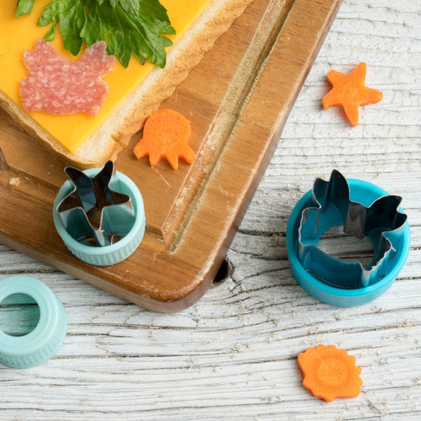 Mini wykrawacze Lekkabox zwierzęta morskie – zestaw 6 rozmiarów, stal nierdzewna, bezpieczne uchwyty, idealne do owoców, warzyw, kanapek i ciasteczek