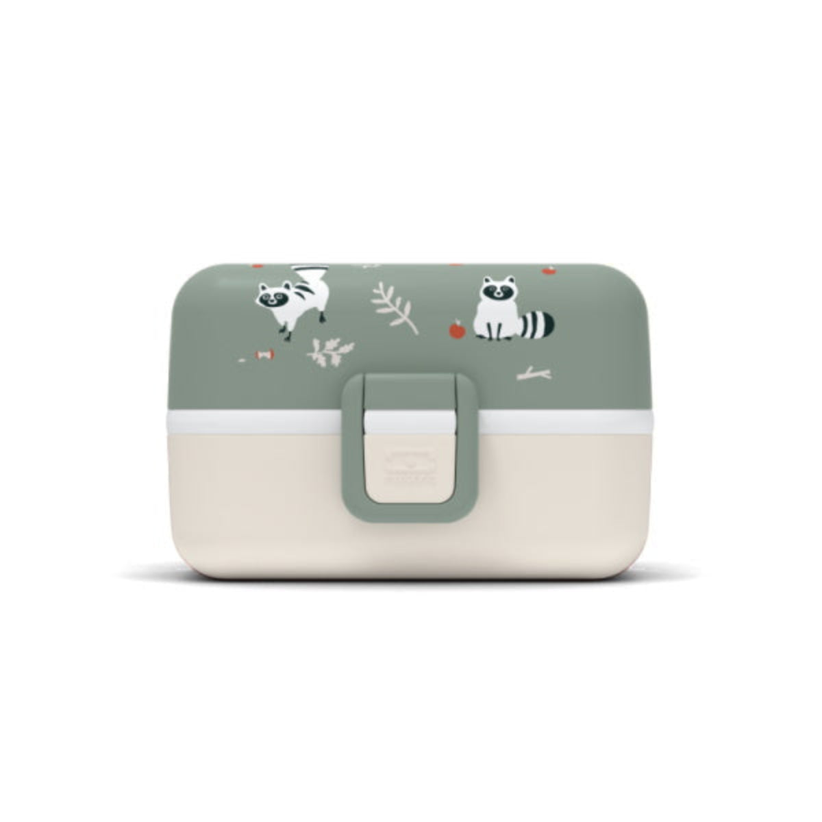 Monbento Tresor Racoon– lunchbox dla dzieci z 3 pojemnikami. Lekki, szczelny i łatwy w otwieraniu. Idealny do szkoły, na wycieczkę i piknik, wzór: szop