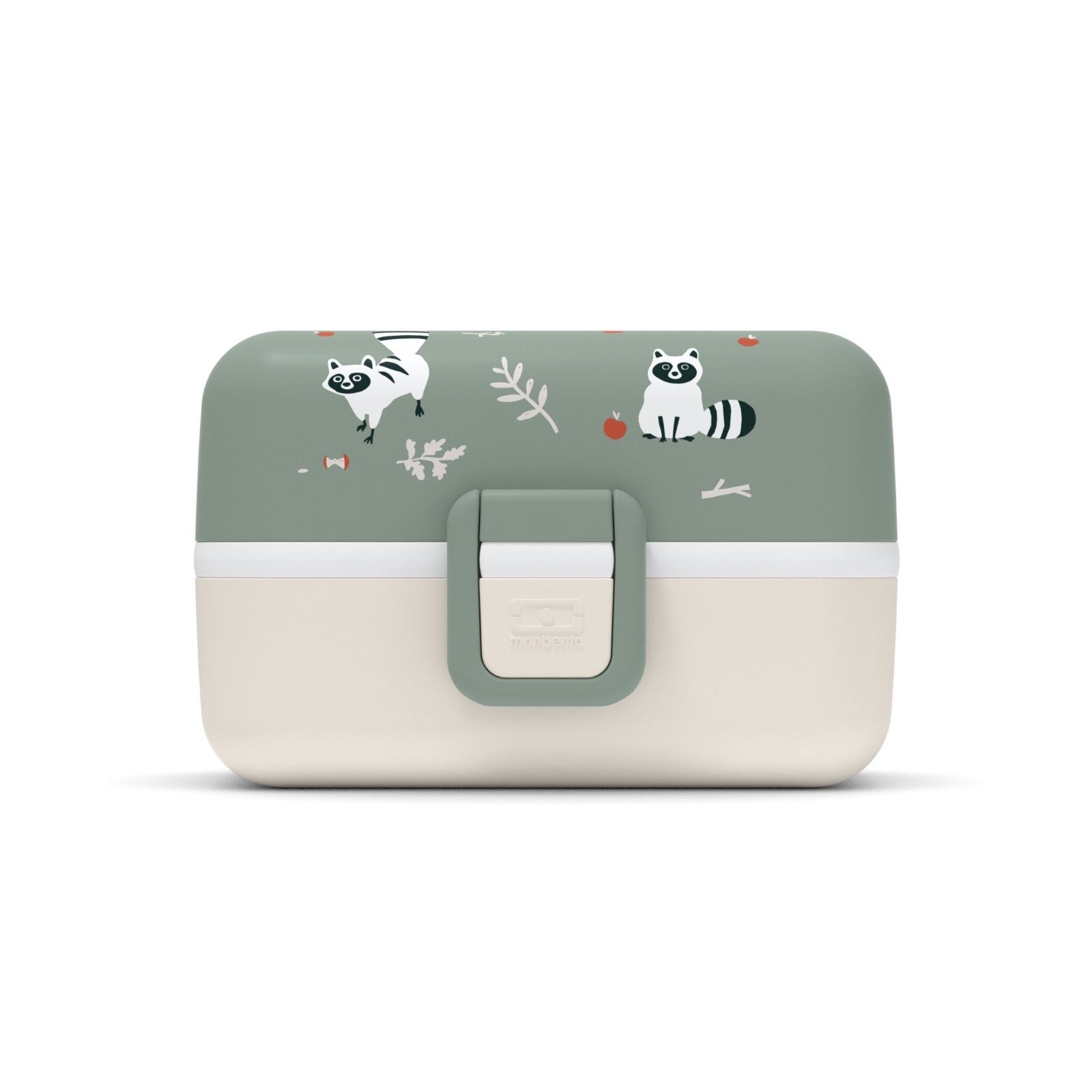 Monbento Tresor Racoon– lunchbox dla dzieci z 3 pojemnikami. Lekki, szczelny i łatwy w otwieraniu. Idealny do szkoły, na wycieczkę i piknik, wzór: szop