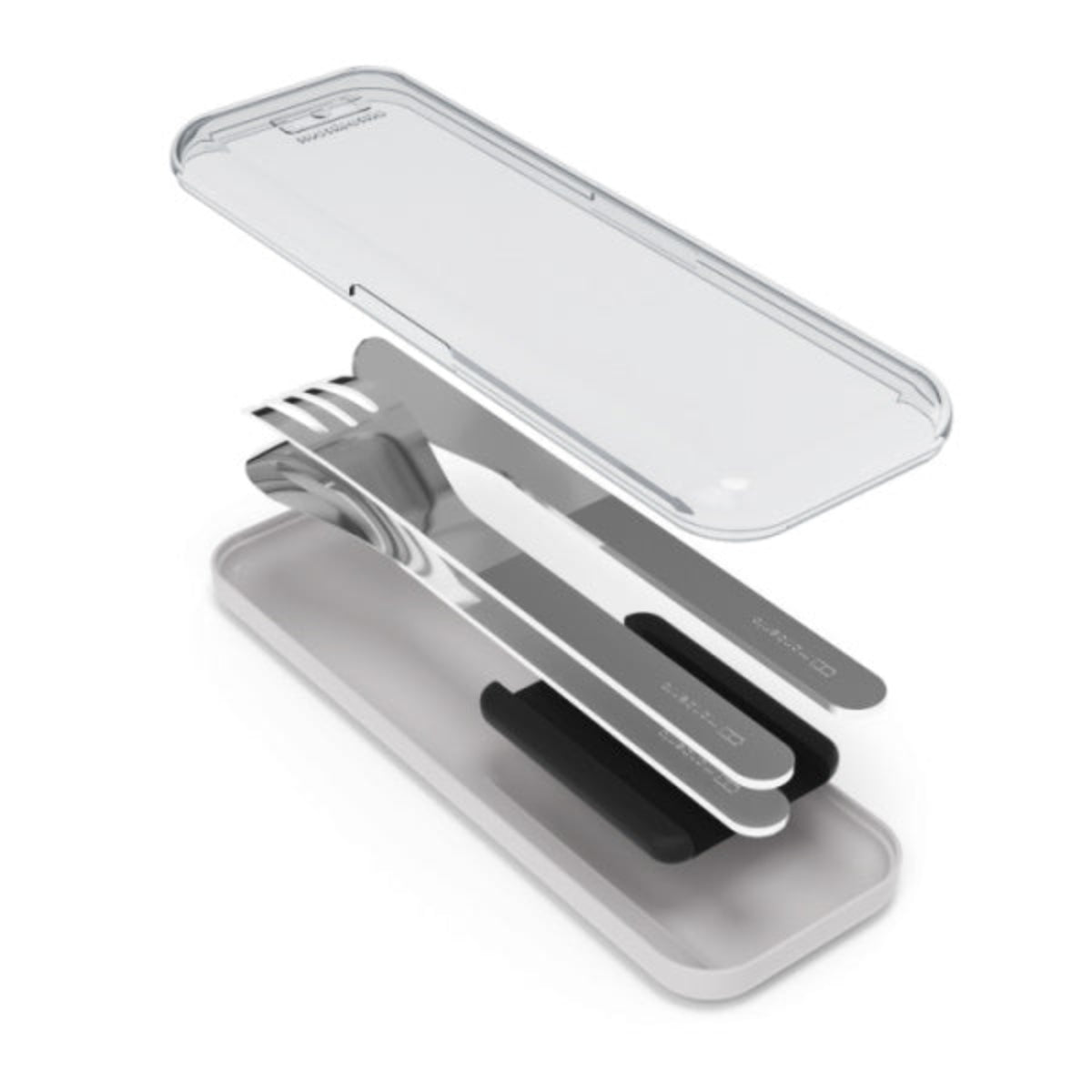 Monbento Slim Box Onyx – stalowe, kompaktowe sztućce w etui, idealne do lunchboxa i podróży, kolor: czarny