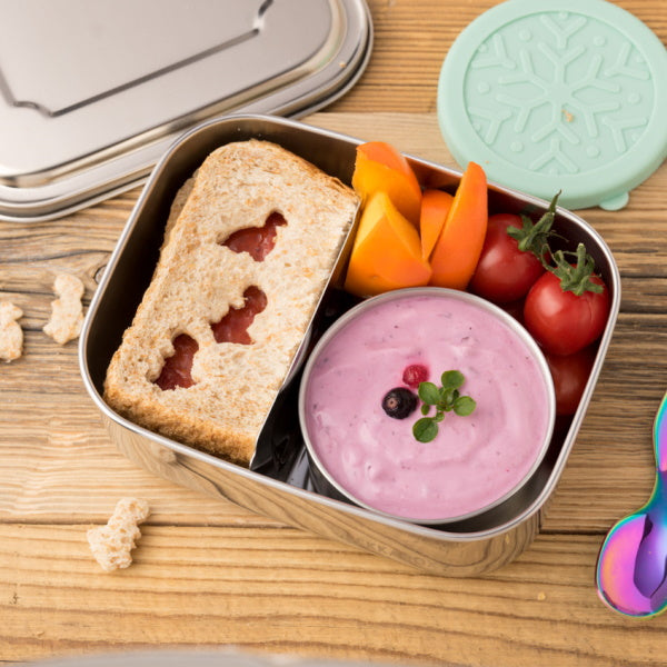 Wykrawacze Lekkabox dinozaury – zestaw 3 rozmiarów, stal nierdzewna, bezpieczne uchwyty, idealne do owoców, warzyw, kanapek i ciasteczek