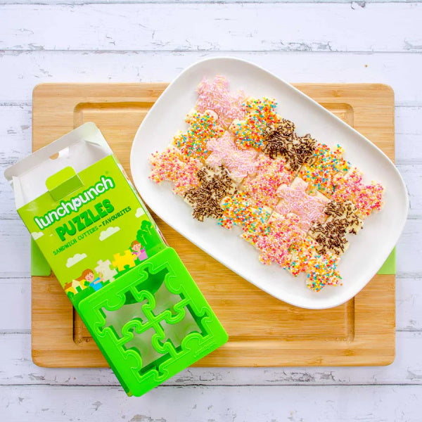 Wykrawacze do kanapek Lunch Punch – ekologiczne, 100% recykling, idealne na szkolne śniadania i pikniki, wzór: puzle