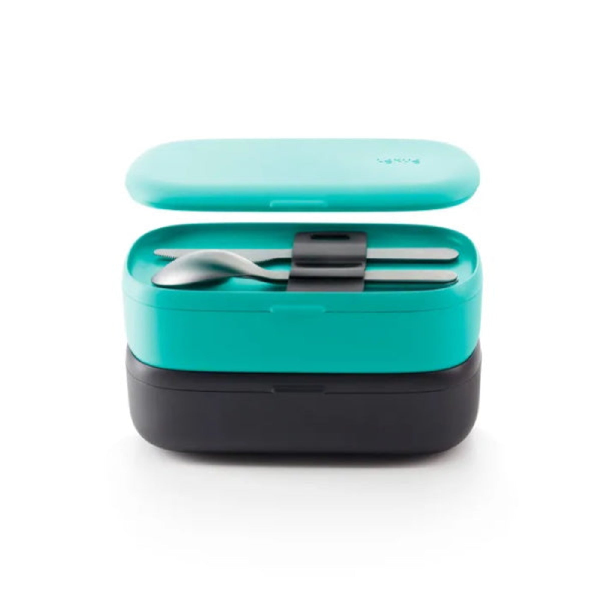 Zestaw sztućców Lekue To Go Basic – stal nierdzewna, widelec, nóż i łyżka z opaską silikonową