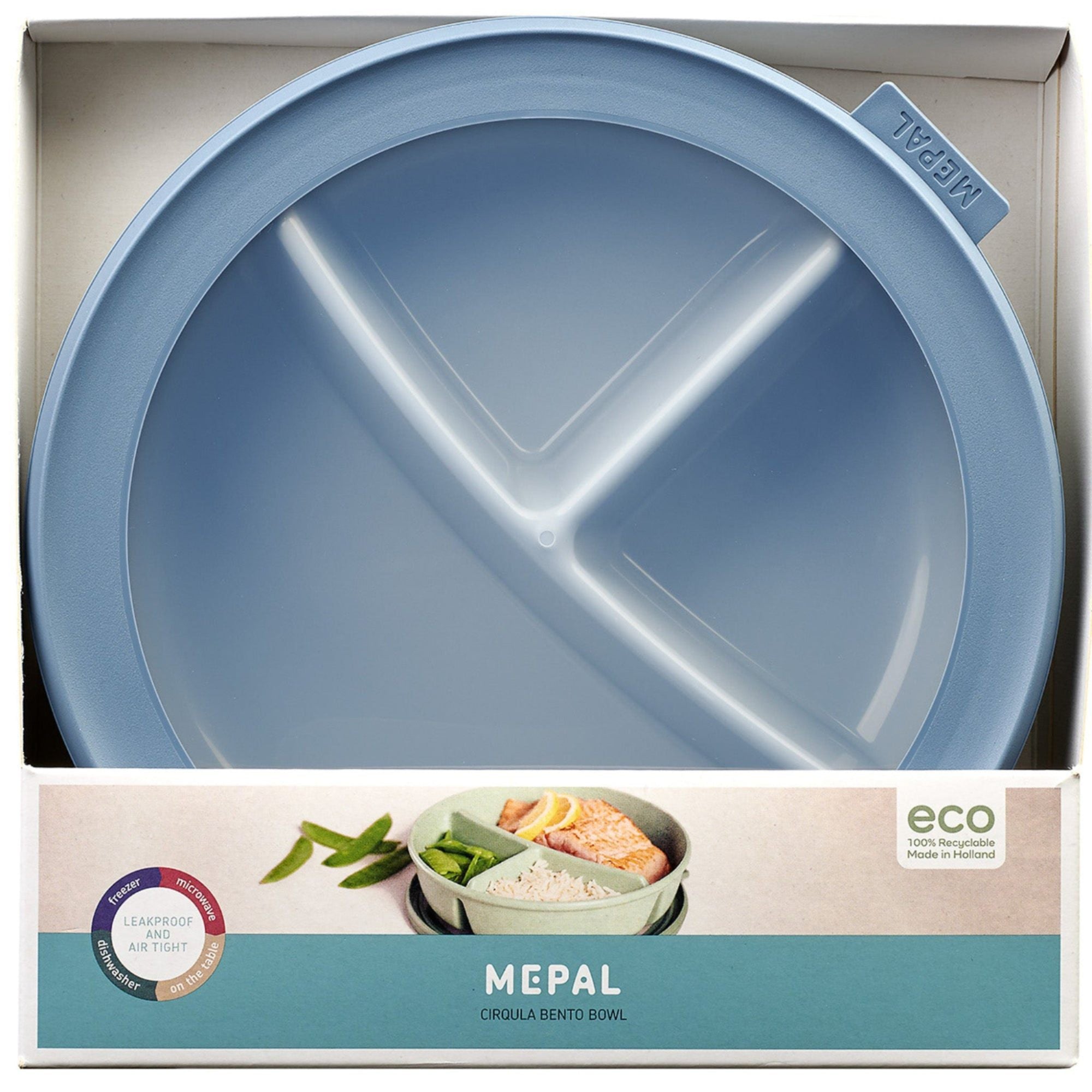 Mepal Cirqula Bento miska z przegródkami – 3 komory, szczelna pokrywka, kolor: nordic blue