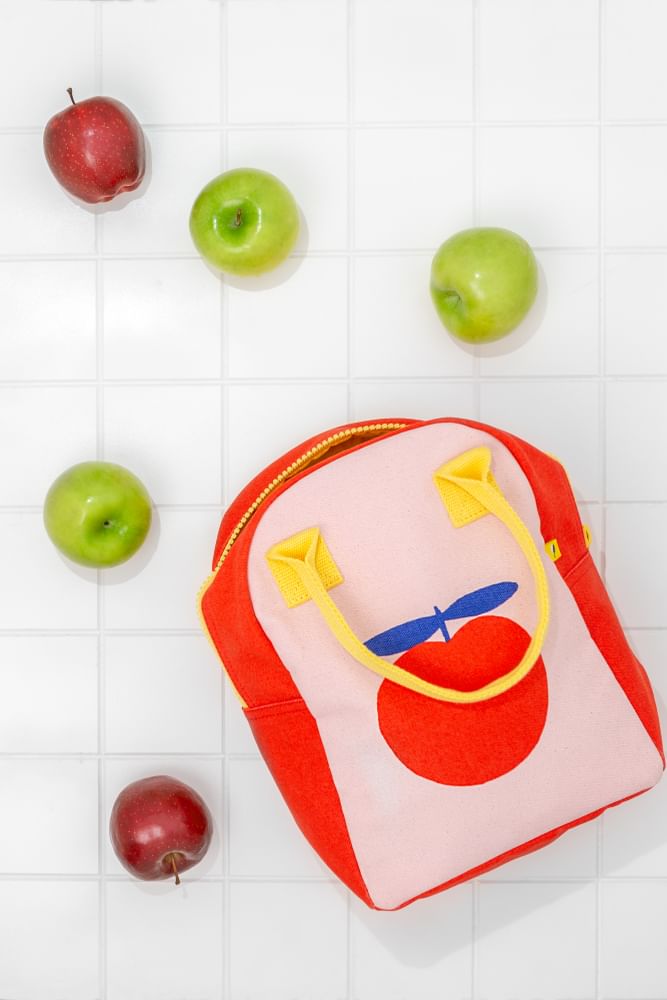 Torba termiczna na lunch Apple – ekologiczna, pojemna, z bawełny organicznej i RPET, wodoodporna i lekka, kolor: czerwony