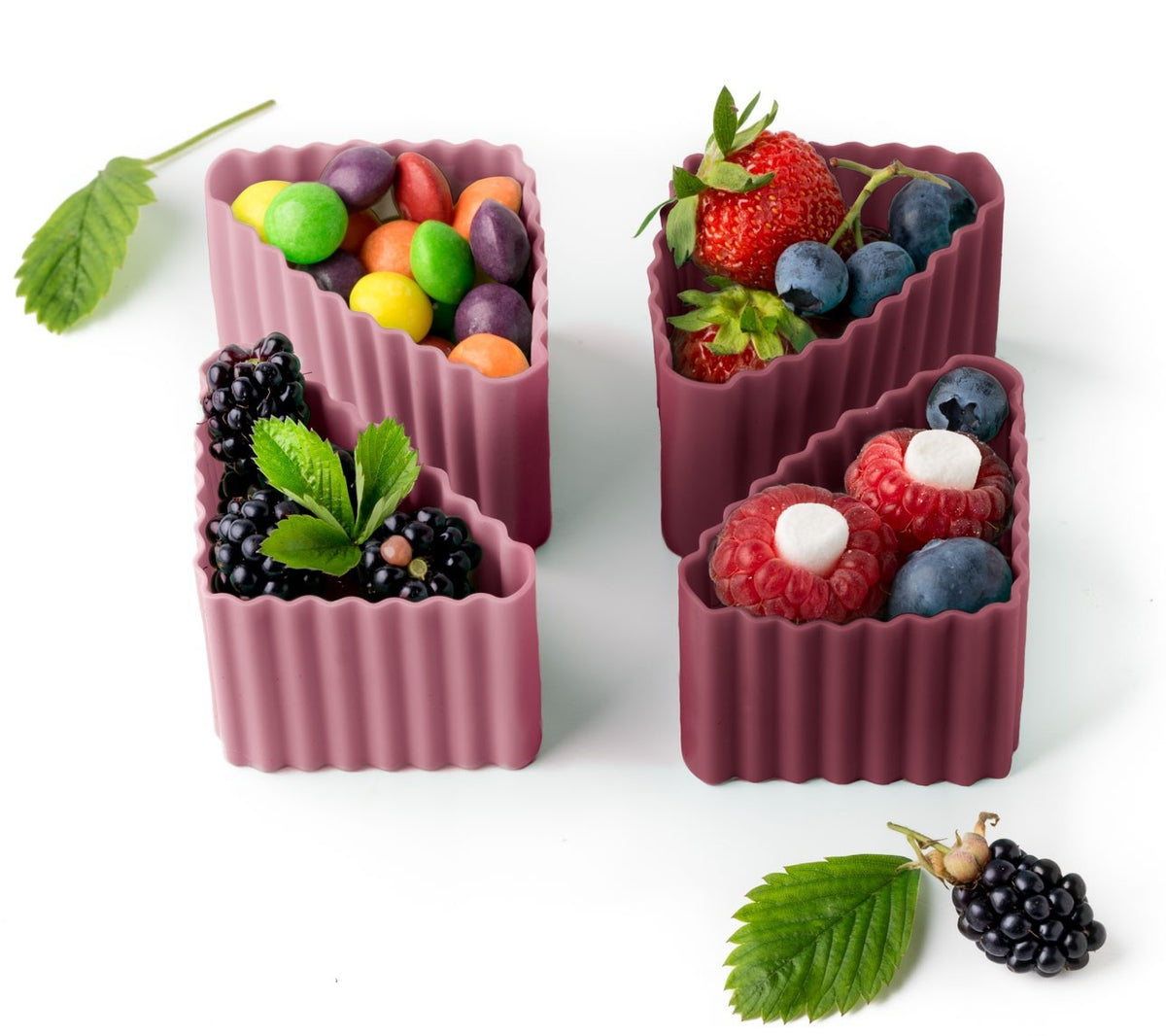 Lekkabox Bento Triangle Plum – silikonowe wkładki trójkątne do śniadaniówki
