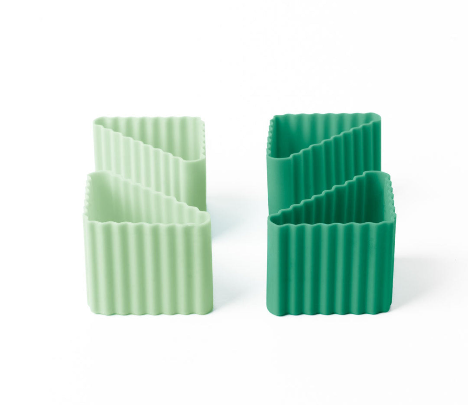 LEKKABOX Bento Triangle Forest – elastyczne, zielone foremki trójkątne do przekąsek i mini deserów, bezpieczny silikon, łatwe czyszczenie