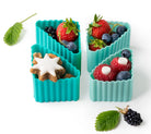 LEKKABOX Bento Triangle Ocean – elastyczne, niebieskie foremki trójkątne do przekąsek i mini deserów, bezpieczny silikon, łatwe czyszczenie