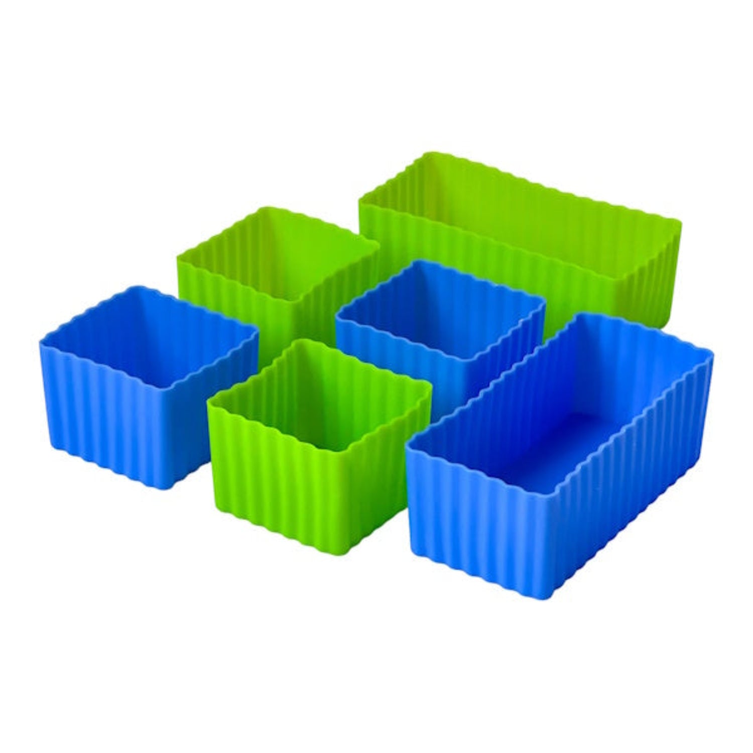 6 Foremek do lunchboxów Yumbox  Green/Blue– idealne do rozdzielania przekąsek w lunchboxie, na owoce, orzeszki, sery i inne, kolor: niebieski/zielony