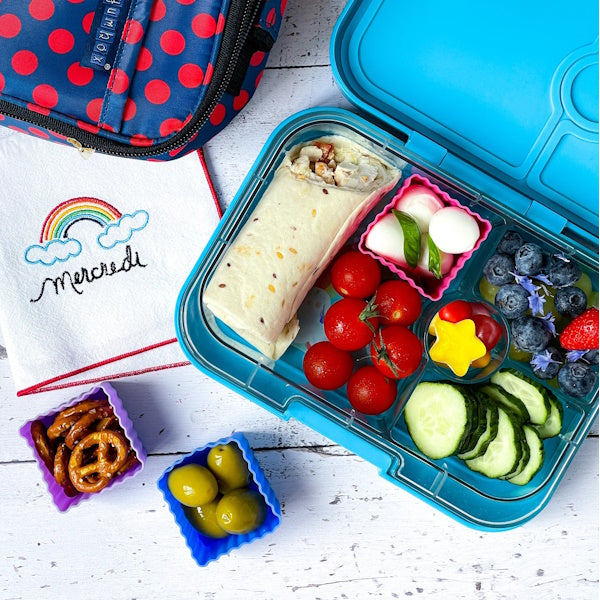 6 Foremek do lunchboxów Yumbox  Green/Blue– idealne do rozdzielania przekąsek w lunchboxie, na owoce, orzeszki, sery i inne, kolor: niebieski/zielony