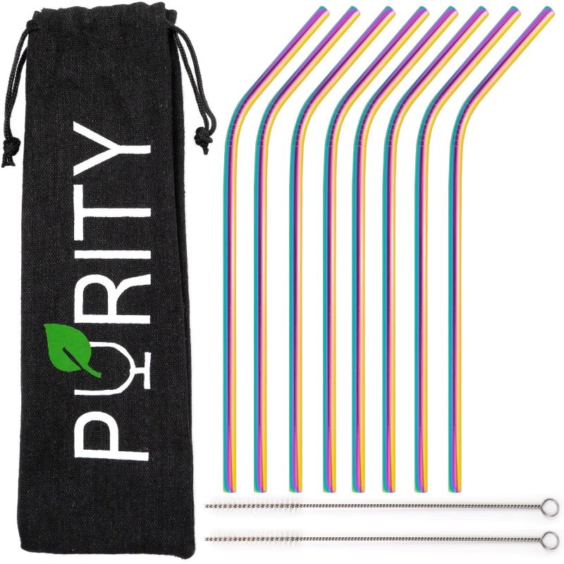 PURITY stalowe słomki, Rainbow Purity Drinking Straws & Stirrers | TwójLunchBox