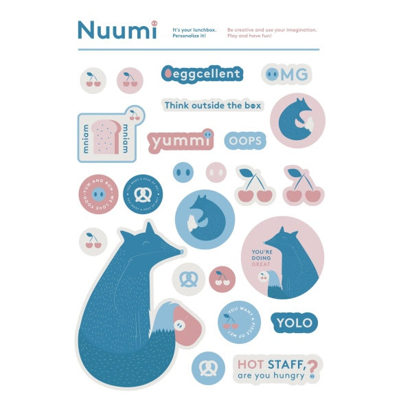 NUUMI naklejki na śniadaniówki dla dzieci, Fox - mix Nuumi Food & Beverage Labels | TwójLunchBox